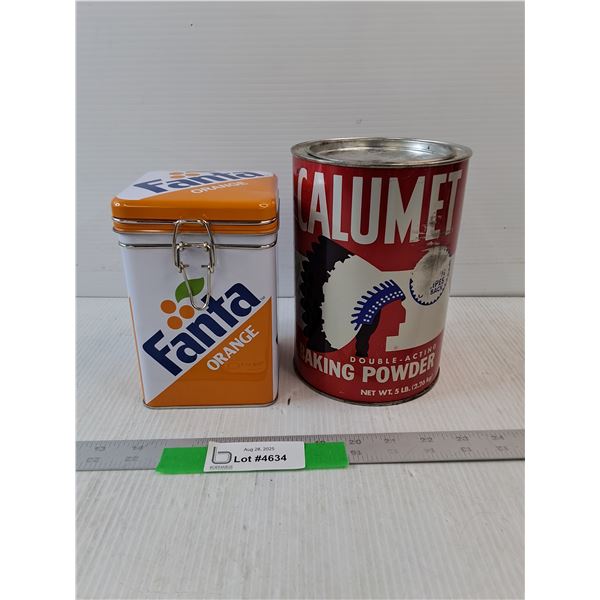 Calumet Baking Powder Tin Can & Orange Fanta Tin Box