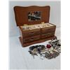 Image 7 : Variety Of Ring, Necklaces, Earrings & Bracelets& Jewelry Box- 10" x 5" x 4"