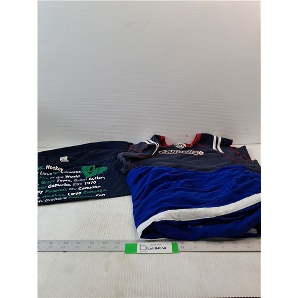 NHL Hockey Shirt(Youth Size XL), Original Waves Shirt(Size Small) & Blue Pants(Size L)