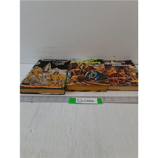 (3) Hardcover Books- Rocket Luna, The Indian Mystery & The Secret Thunder Mountain