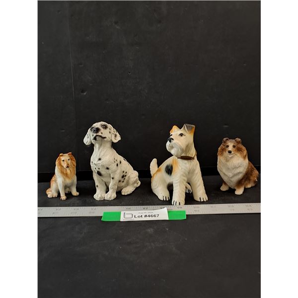 (4) Dog Figurines