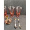 Image 2 : (4) Pink Cups, (2) Pink And Cup Rose's Cups & (2) Spoons