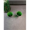 Image 3 : Emerald Green Glass Decanter & (2) Shot Glasses
