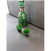 Image 4 : Emerald Green Glass Decanter & (2) Shot Glasses
