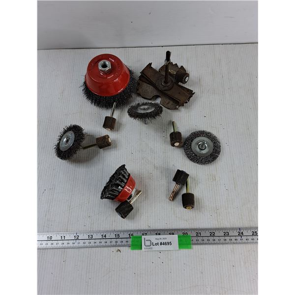 (4) Wire Brushes, (7) Sanding Drums, Misc