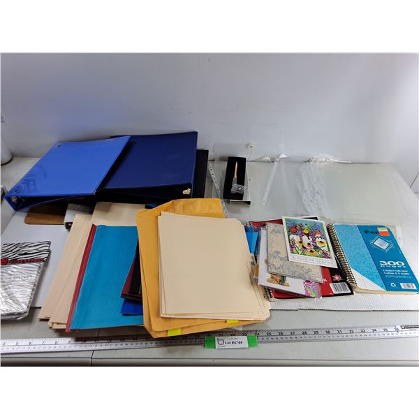 Lot of Various Binders, Duotangs, Letter opener, Misc Paper
