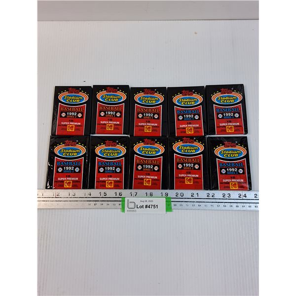 (10) Baseball Cards - (5) 1992 Stadium Club Series 2, (5) 1992 Stadium Club Series 3