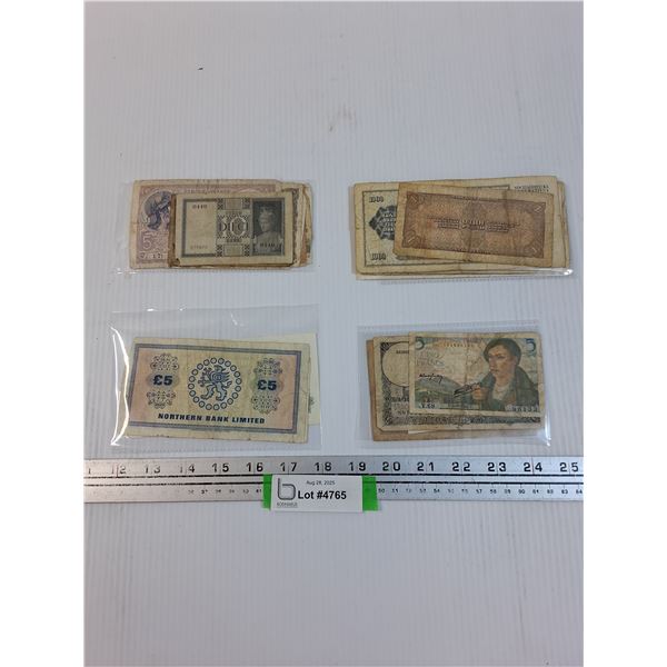 Assorted Greece, English, French, Yugoslavia Banknotes - As Is CANNOT AUTHENTICATE