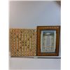 Image 1 : Framed Cross Stitching 16'' x 22'', Sequence Board Game 18 1/2'' x 20'' - As Is