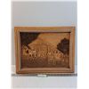 Image 1 : Resin Cast Faux Wood 3-D Covered Bridge Scene Picture - 15" x 19"