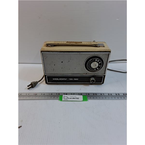 Holiday Twin Power Vintage Electric Radio - Powers On, As Is