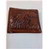 Image 2 : (2) Leather Mens Wallets: Aztec Theme & Tanned Hue