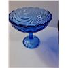 Image 2 : Cobalt Blue Mixing Bowl - 9.5" x 5" & Pedestal Compote Dish - 5.5" x 5.5"