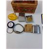 Image 4 : (5) Cloth Patches: Assorted & Basket w/Lighters, Watch, Key Chain, Misc