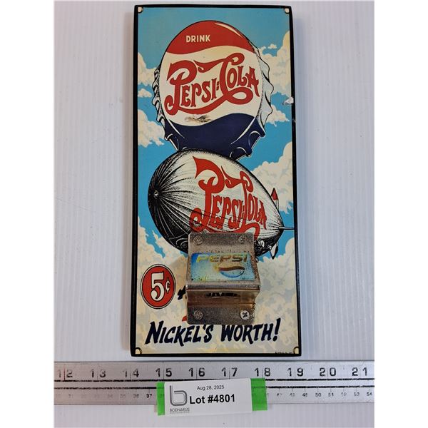 Pepsi-Cola Wall Mount Bottle Opener - Some Wear - 5" x 11"