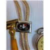 Image 5 : (2) Peterbilt Key Chains, Mens Cowboy Tie, (2) Vintage Razors, Pocket Watch