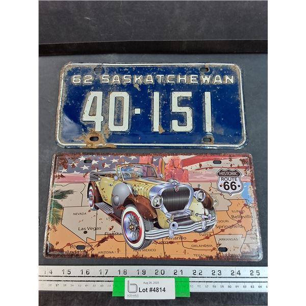 Saskatchewan License Plate - 1962 & Luxury License Plate