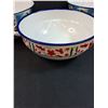 Image 2 : (3) Enamel Asian Themed Basin Bowls - Assorted Sizes