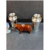 Image 3 : Milk Can Salt & Pepper Shakers, Ceramic Horse Vase & Dog Figurine & Cow Shaker