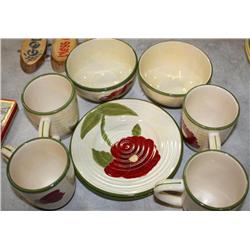 Set of Red Poppy Collectible Dishes