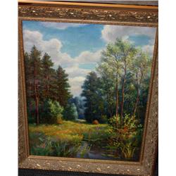 Framed Oil Painting of Forest