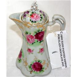 C.1900 Hand Painted Nippon Porcelain Chocolate Pot