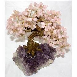 Amethyst & Rose Quartz Gemstone Tree 417 CTW.