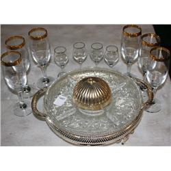 Set of 10 glasses and Platter
