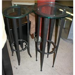 2 Tall Glass Tables