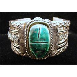 Sterling Silver Bangle Bracelet w/Green Stone