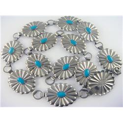 Vintage Navajo Turquoise Concho Belt