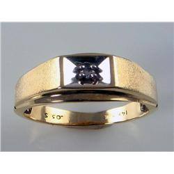 Men's Diamond Ring Bushed Gold Finish