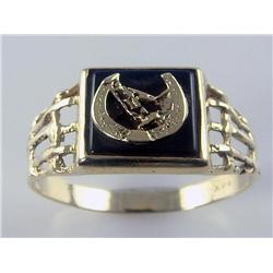 Men's Black Onyx Horseshoe Ring