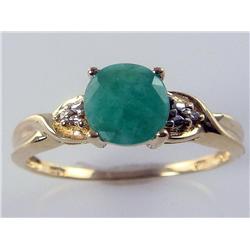 Natural Columbian Jade & Diamond Ring