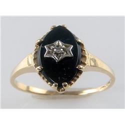1920s Original Black Onyx & Diamond Ring
