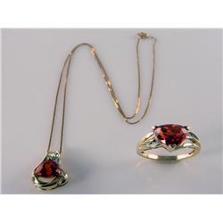 Rare Spessartite Garnet Ring & Necklace Set