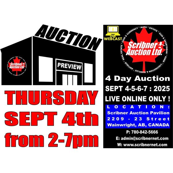 OPEN HOUSE - PREVIEW THURSDAY : SEPT 4th from 2-7pm Alberta Canada Time