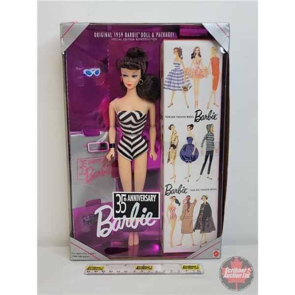 BARBIE 35th Anniversary : Original 1959 Barbie Doll & Package! Special Edition Reproduction (1993) (
