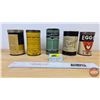 Image 3 : Baking Powder Tin Combo (5) :  ~ ROSE ~ Old Standard ~ Blue Willow (5-1/2"H x 3"Dia) ~ Shield ~ Egg-