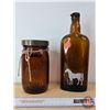 Image 2 : Brown Glass Collector Combo:  ~ White Horse Bottle (10-1/2"H) ~ Longlife Jar