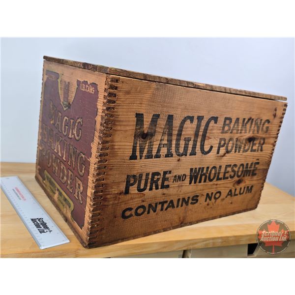 MAGIC BAKING POWDER Wood Crate with Lid (Paper Label) (12-1/4"H x 13"W x 19-3/4"D)