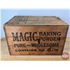 Image 4 : MAGIC BAKING POWDER Wood Crate with Lid (Paper Label) (12-1/4"H x 13"W x 19-3/4"D)