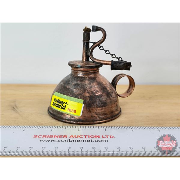 Vintage Copper Finger Kerosene Oil Lamp/Lamp Filler (4"H x 3-1/4"Dia)