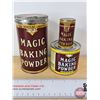 Image 5 : MAGIC BAKING POWDER Collector Combo: Tins (3) & Advertisement (Ad Measures: 14-1/2" x 10-3/4") (Tall