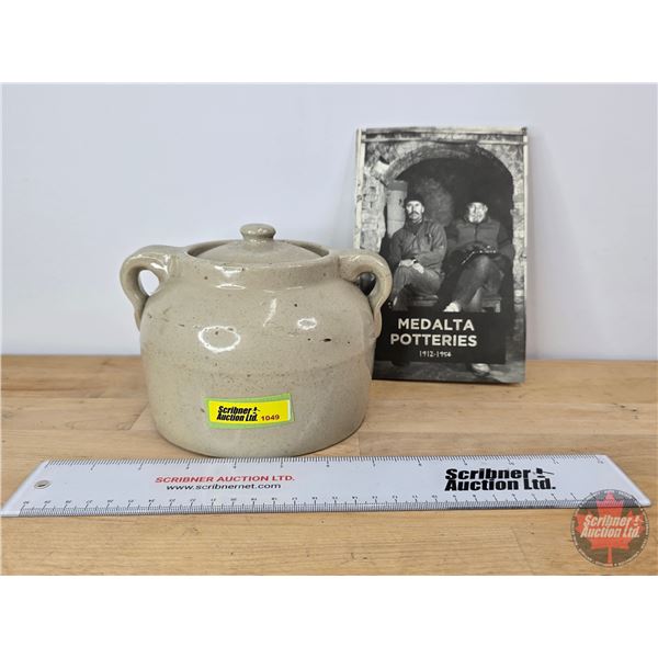 Collector Combo: Medalta Stoneware Bean Pot w/Lid & Medalta Potteries Booklet 1912-1954