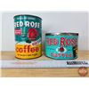 Image 2 : Red Rose Coffee Tins (2) (Tallest Measures: 5-1/2"H x 4"Dia)