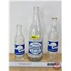Image 1 : Clear Bottles (3) All Blue/White ACL : Sun Crest (2) & Dan's (Dan's Measures: 11-1/4"H)