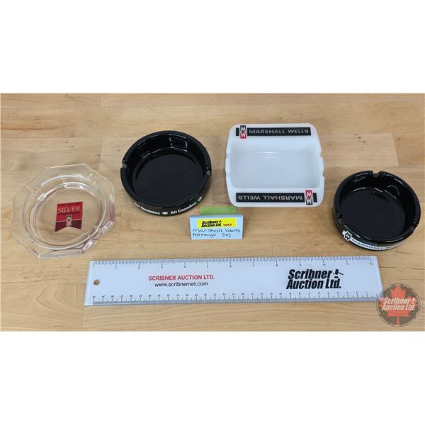 Marshall Wells Ashtray Combo (4) (White Ashtray Measures: 4-1/2"H x 4-1/2"W x 3/4"D)