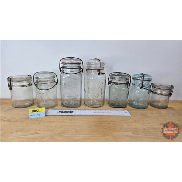 Jars w/Lids (7) (Variety) (Tallest Measures: 8-1/4"H)