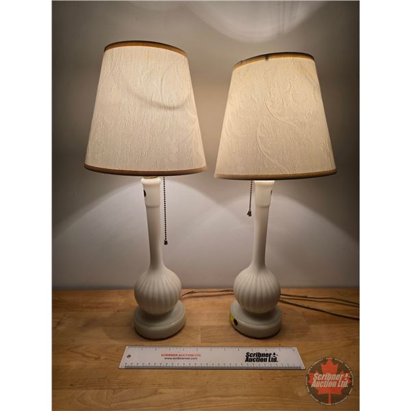 Alacite by Aladdin : Candlestick Electric Table Lamps (2) (Measures w/Shades: 19-1/2"H)